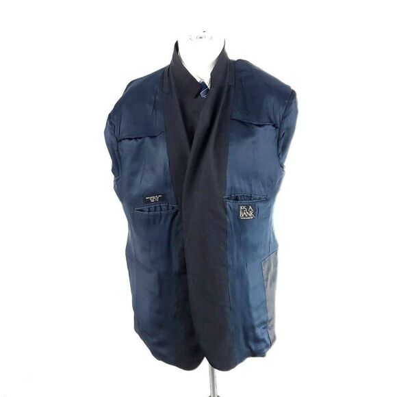 Jos A Bank Wool 2 Button‎ Blazer 44R Or Slim 46R Blue Gray Birdseye Sport Coat - Picture 10 of 11